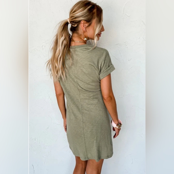 NWT Z-Supply olive green cuffed sleeve mini t-shirt dress size small - Picture 2 of 15